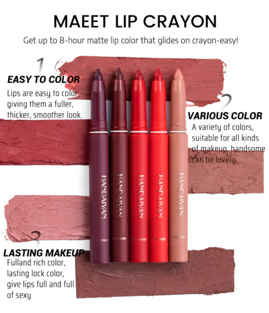 Say Goodbye to Smudges! 💄 Rotating Matte Lipstick Pencils – Long-Lasting, Sharpenable & On Sale Now!