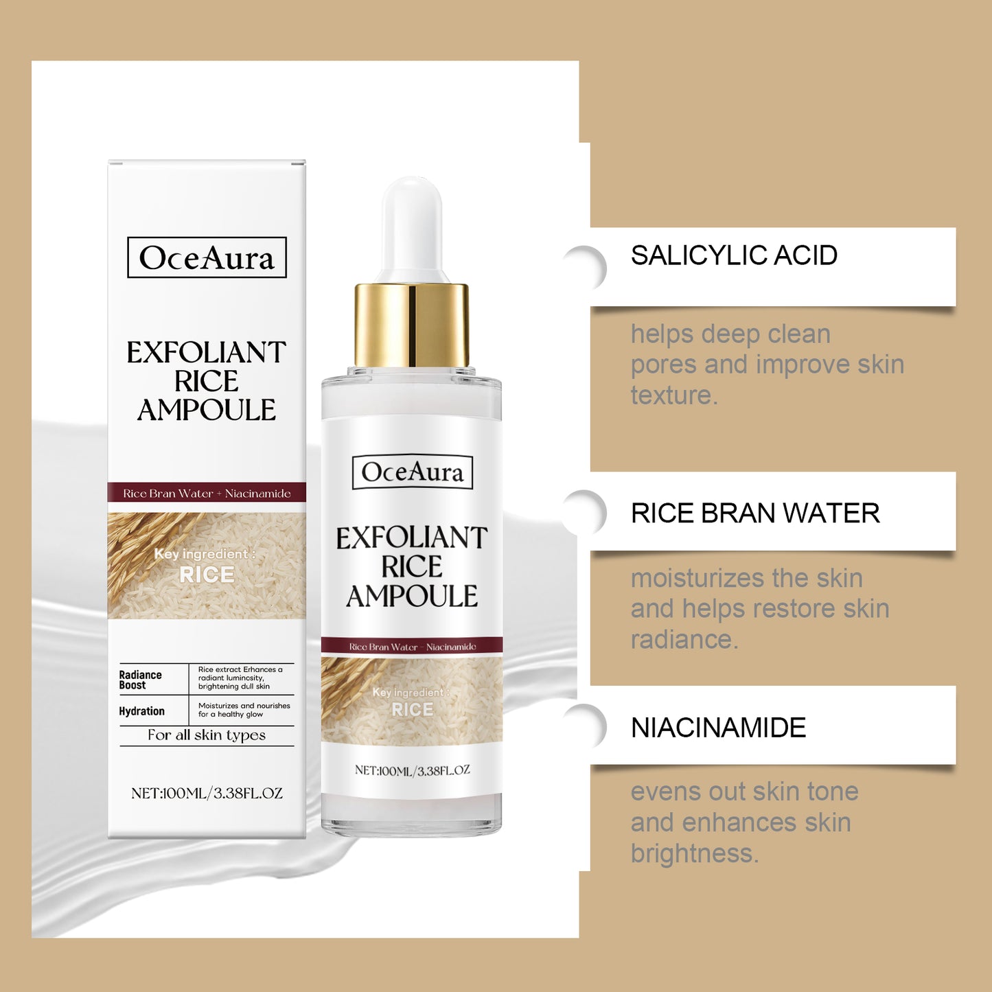 ✨OceAura Rice Liquid Series Skin Cleansing Exfoliating Dead Skin Facial Care Essence