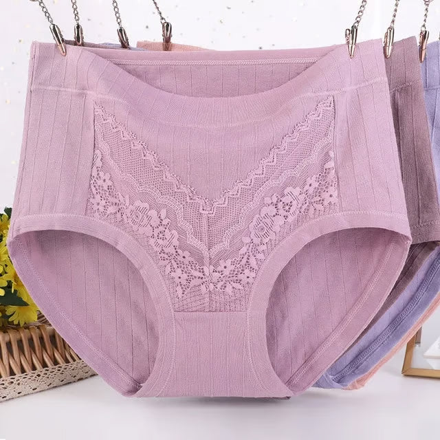 🔥2025 Newest Large Size Hygroscopic Lace Cotton Underwear