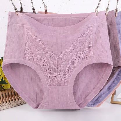 🔥2025 Newest Large Size Hygroscopic Lace Cotton Underwear