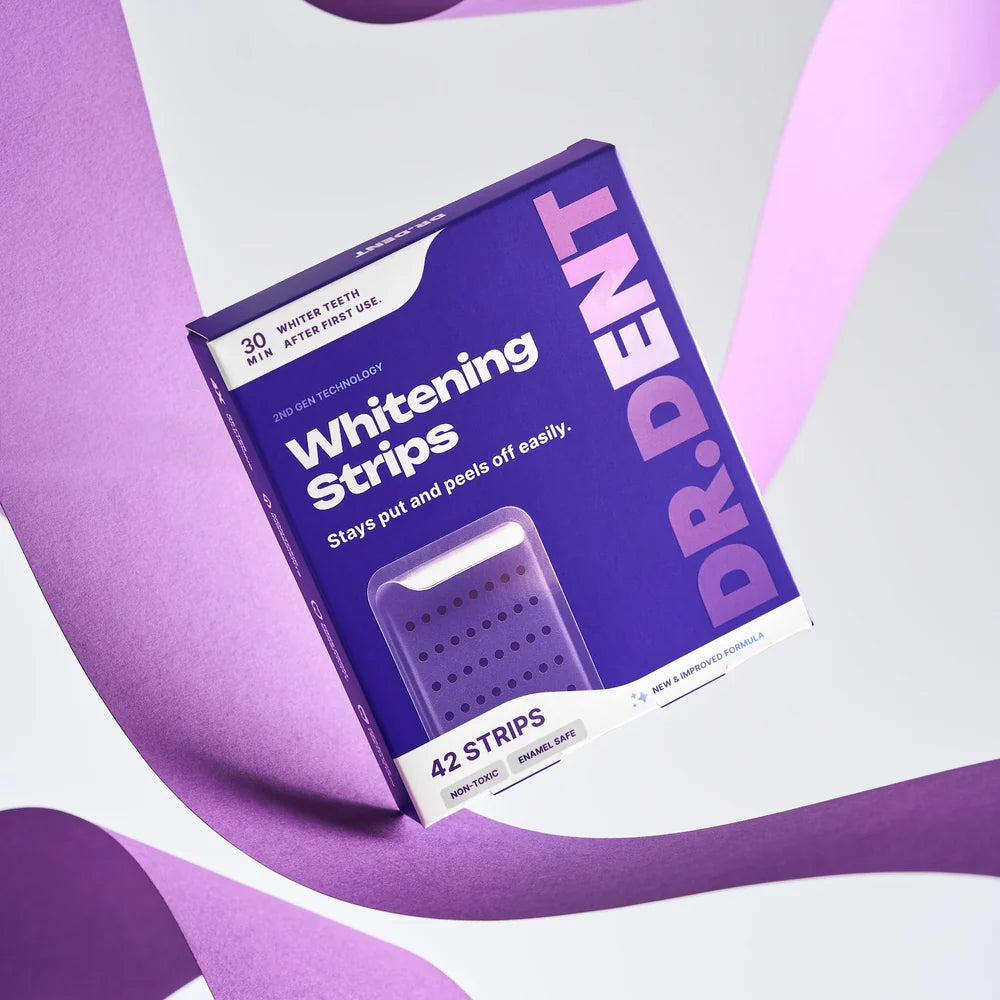 DRDENT Purple Teeth Whitening Strips - 7/21 Whitening Sessions - Safe for Enamel - Non Sensitive Teeth Whitening - Peroxide-Free