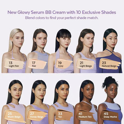 Perfect Cover Serum BB Cream (35ml) - Bifida Ferment Lysate Serum-Infused BB Cream for Anti-Aging Skin Rejuvenation, Skin Tint, Tinted Moisturizer, Skin Care Foundation Makeup,Superfood Complex,Glass Skin CardiBB OGBB PurpleBB