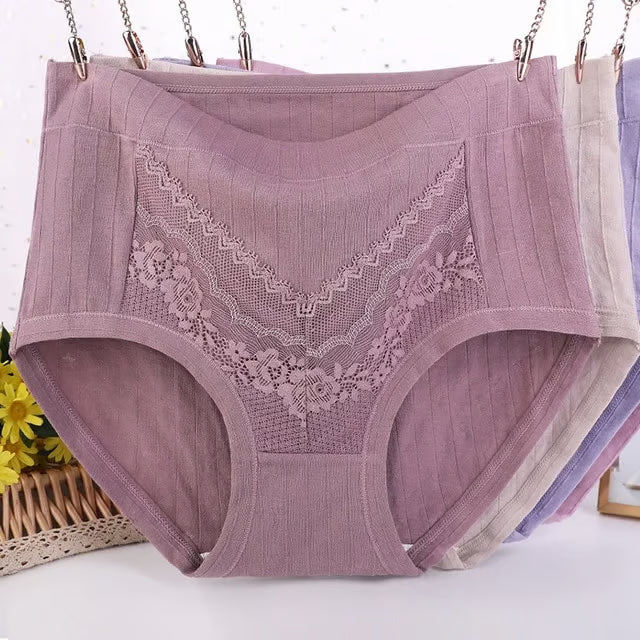🔥2025 Newest Large Size Hygroscopic Lace Cotton Underwear