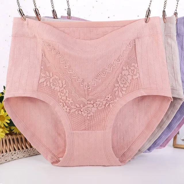 🔥2025 Newest Large Size Hygroscopic Lace Cotton Underwear