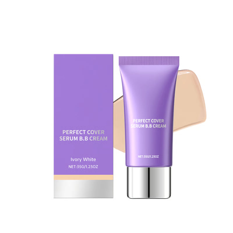 Perfect Cover Serum BB Cream (35ml) - Bifida Ferment Lysate Serum-Infused BB Cream for Anti-Aging Skin Rejuvenation, Skin Tint, Tinted Moisturizer, Skin Care Foundation Makeup,Superfood Complex,Glass Skin CardiBB OGBB PurpleBB